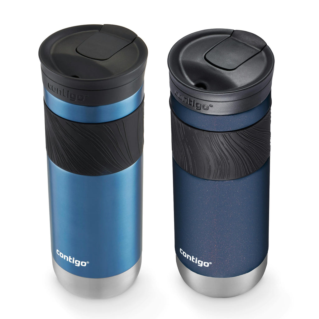 Contigo® SNAPSEAL™ Insulated Stainless Steel Travel Mug with Grip, 20oz., Blue Corn Transparent Satin & Midnight Berry